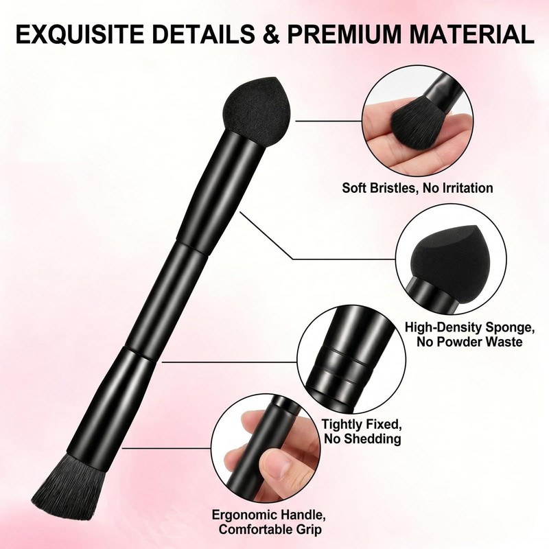 2 Pcs Black Dual Ended Hairline Brushes with Sponge Tip