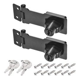 PATIKIL Keyed Hasp Locks, 2 Pack 3 Inch Twist Knob Locking Hasp Lock Metal Safety Hasp Latches for Cabinet Small Door, Keyed Alike, Black