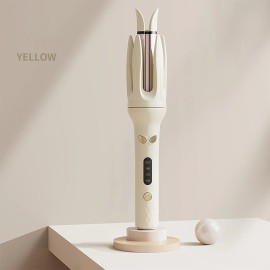 Professional Ceramic Long Barrel Curling Iron Stick Portable Plug Powered LED 160-220C 30W Automatic Rotating Hair Stylingcolor: Yellow, Plug Type: Us Plug