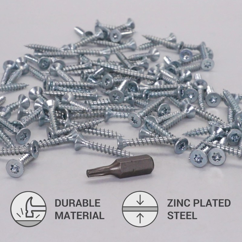 SKIR'CO (Pack of 100) 3.5 x 25mm Galvanised Steel Wood