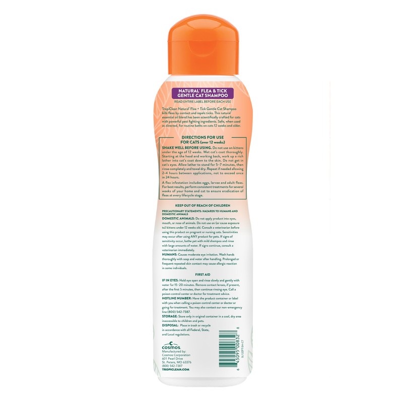 TropiClean Gentle Flea Shampoo for Cats, Flea and Tick Prevention