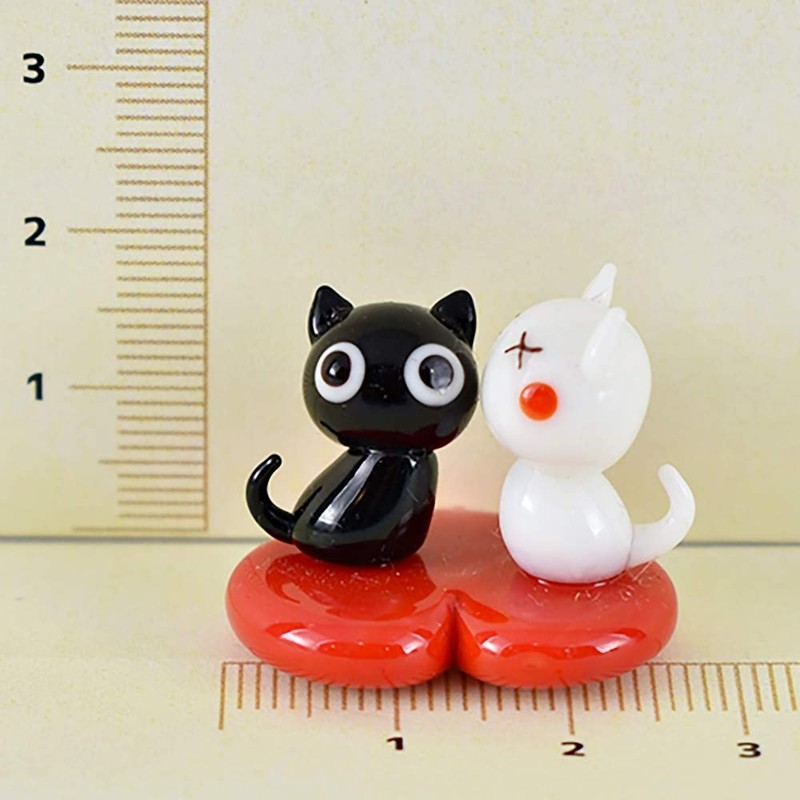フォーカート かわいい 猫 手作り ガラス細工 ハートキスネコ CYK1542