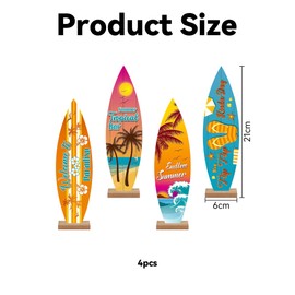 Gxdamxz Surfboard Decoration Wood Table Decoration for Indoor Outdoor Decoration Maritime Style Surfboard Decoration Pack of 4