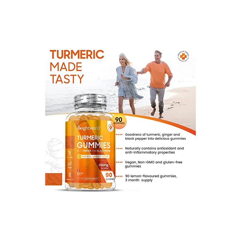 Turmeric and Black Pepper Gummies with Ginger 2100mg - 90