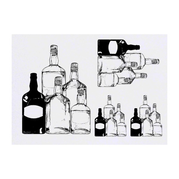 4 x 'Bottles of Alcohol' Temporary Tattoos - Water Resistant,