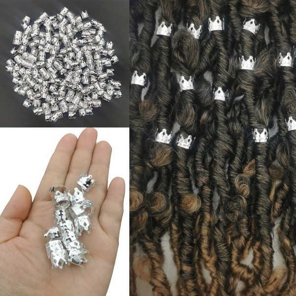 Flosius 100 PCS Big Crown Hair Jewelry for Braids Accessories,