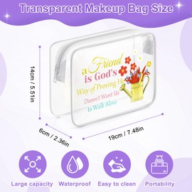 Sazuwu Christian Friendship Gifts for Women Clear Makeup Bag with Zipper Best Friend Christmas Gifts for Women Religious Cosmetic Travel Bag Organizer God Inspirational Friendship Gifts
