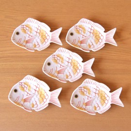 New Year Tableware, Japanese Tableware, Small Plate, Sea Bream, Lucky Charm, Arita Ware, Sakura Sea Bream, Small Plate, Set of 5, Presentation Box Included