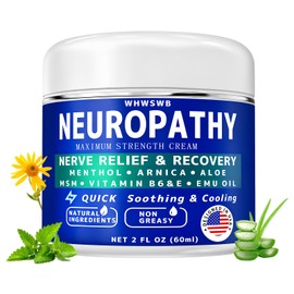 WHWSWB Neuropathy Nerve Relief Cream - Maximum Strength for Feet, Hands, Legs, Toes Includes Menthol, Arnica, Aloe Vera, Emu, MSM, Vitamin B6, Effective Cooling Soothing