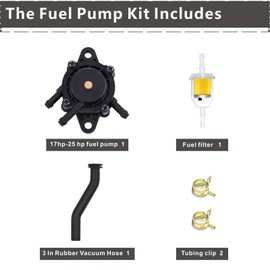 Motcoda Fuel Pump 3”Hose of Kohler 17HP-25 HP Small Engine Lawn Mower Tractor Fit J&D Honda Yamaha B&S 491922 691034 692313 808492 808656 596163 593998 797408 (1)