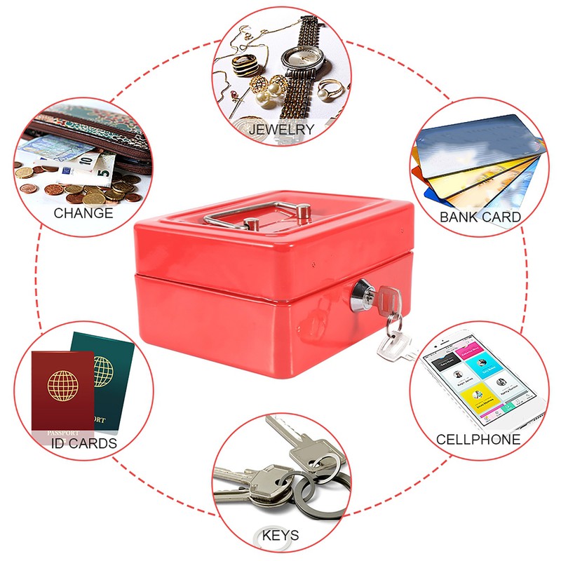 1Pc Mini Portable Iron Petty Lockable Cash Money Coin Safe