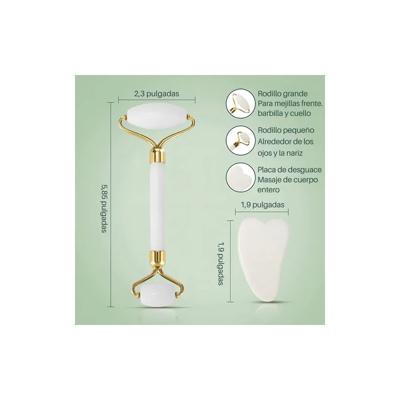 Kit Rodillo Y Piedra Gua Sha Masajeadora Anti-arrugas Kit 2