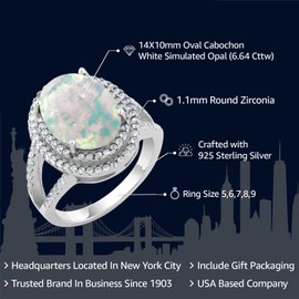 Gem Stone King 5-10 Cttw Gemstone Birthstone Ring For Women | 925 Sterling Silver | Oval 14X10MM | Wedding Engagement Anniversary Promise Ring For Women | Available In Size 5, 6, 7, 8, 9
