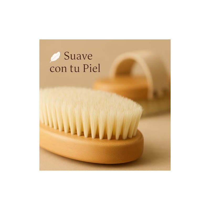 Cepillo Corporal exfoliante 100% Natural Suave, Libre de Plástico, Mango