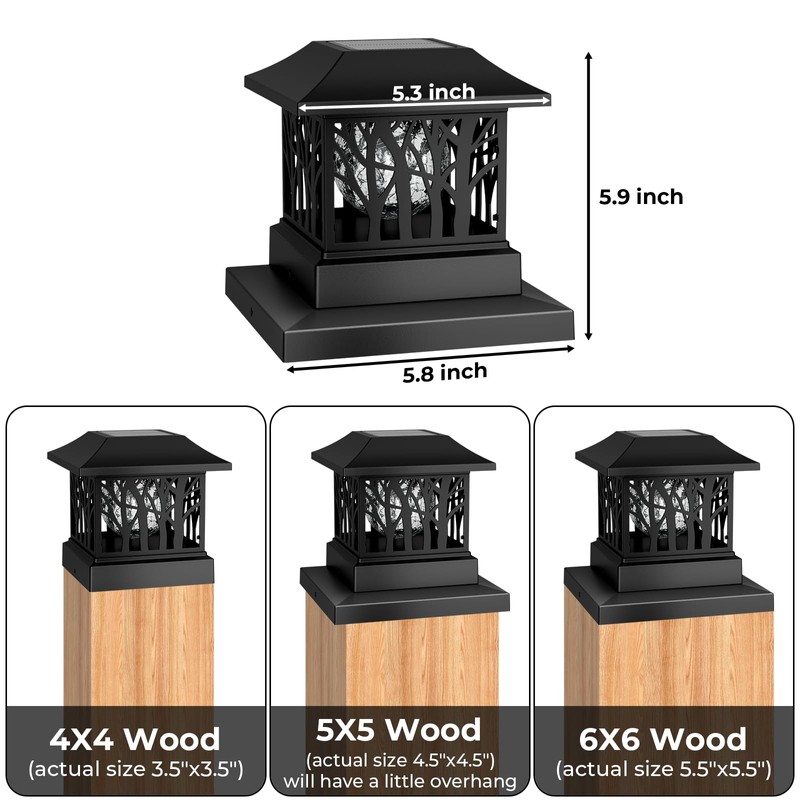 Viewsun 8 Pack Solar Post Cap Lights, Outdoor Fence Solar
