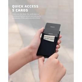 VULKIT Card Holder with Money Pocket Pop Up Wallet RFID Blocking Slim Metal Bank Card Case Holds 5 Cards and Notes