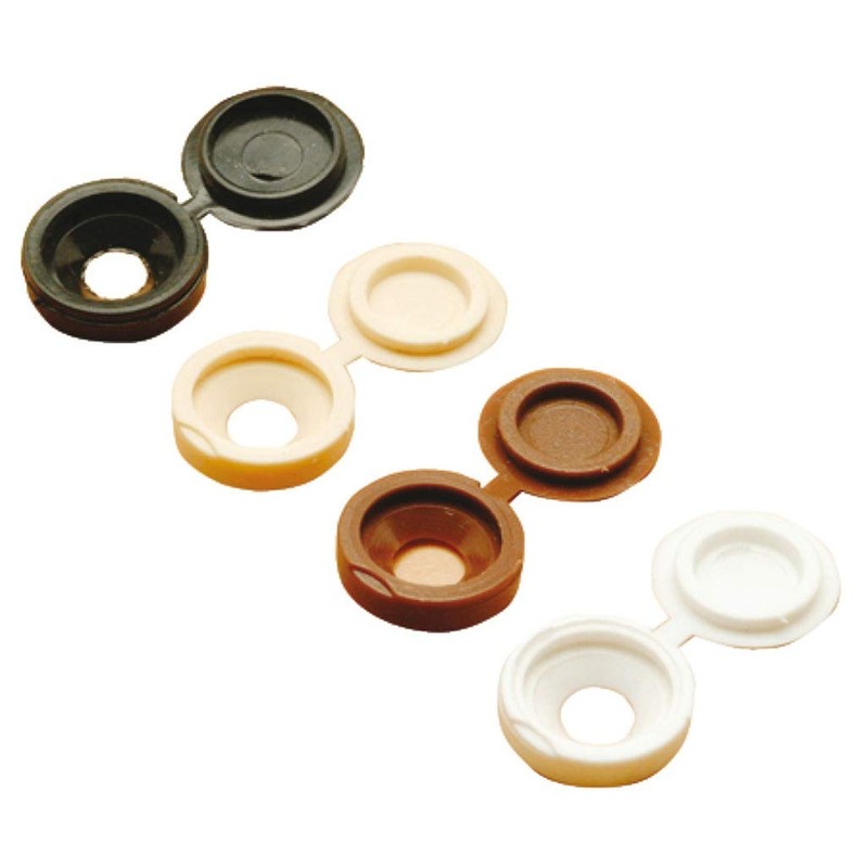 100x Pack Plastic Fold Over Hinged Screw Head Cap Snap