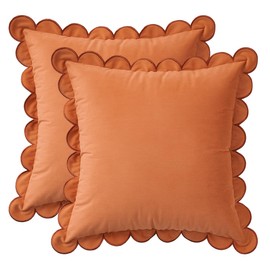 MONDAY MOOSE - Juego de 2 fundas de cojín decorativas de terciopelo suave, diseño de borde redondo festoneado, mezcla y combina para decoración del hogar, rellenos de almohada no incluidos (16 x 16