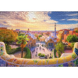 Ulmer Puzzleschmiede - Puzzle "Park Güell Barcelona" - Classic 1000 Piece Jigsaw Puzzle - Antoni Gaudi in Barcelona, Spain - Premium Puzzle Quality Made in Germany