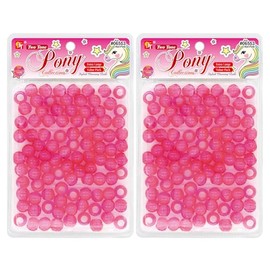 200 Pcs of Extra Large Clear Two-Tone Round Beads + 2 Beaders (HOT Pink)
