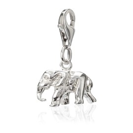 NKlaus 36276 Women's Elephant Charm Pendant 925 Silver 13 x 8 mm Jewellery for Charm Bracelet Amulet, Silver