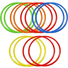 12 Pcs Obstacle Course Ring Set Exercise Hoop for Kids Large Hoop Plastic Toys Playground Toys for Gymnastics Practice Party Games Educational Activities Holiday Decoration, 5 Colors (18.9 Inch)