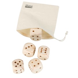 Idena 40172 Dice Set with 5 Wooden Eye Cubes, Edge Length Approx. 5.5 cm, with Transport and Storage Bag, for Exciting Game Evenings with Friends and Family