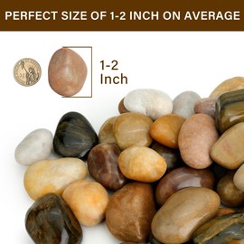 NUPICK 3lb River Rocks for Plants Indoor, 1-2Inch Mixed Pebbles for Vase Fillers, Decorative Gravel for Fish Tank, Natural Polished Stones for Succulent, Bonsai, Landscaping, Bird Baths