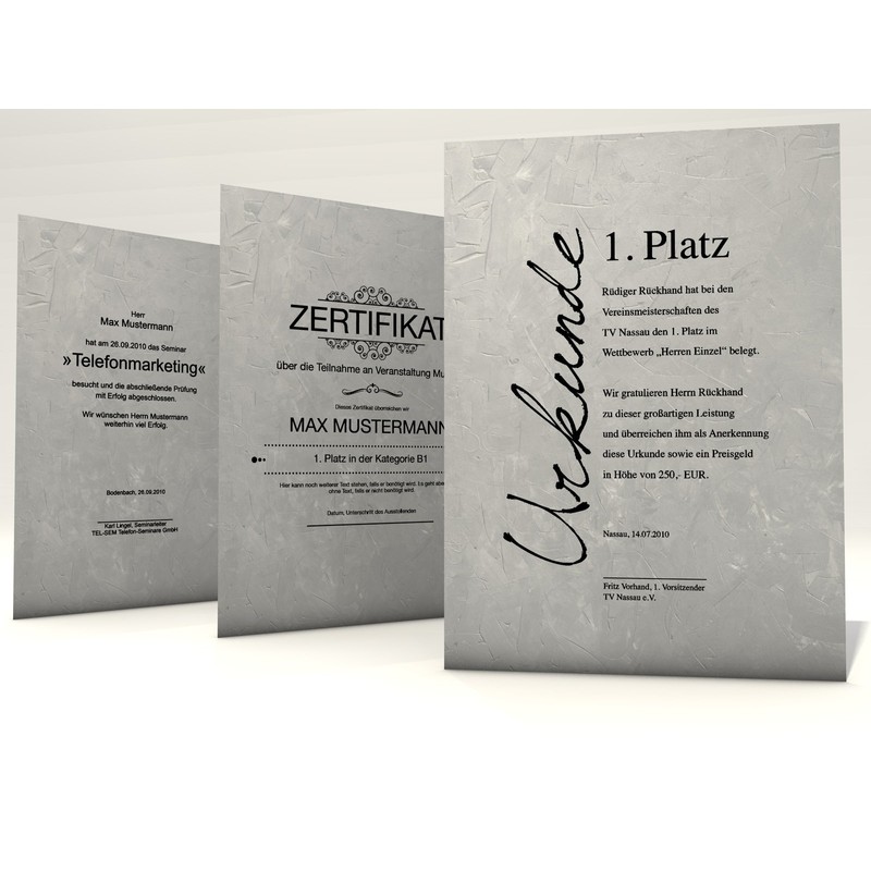 Certificate Paper "Structure Grey 50 Sheets of A4 190 g/qm