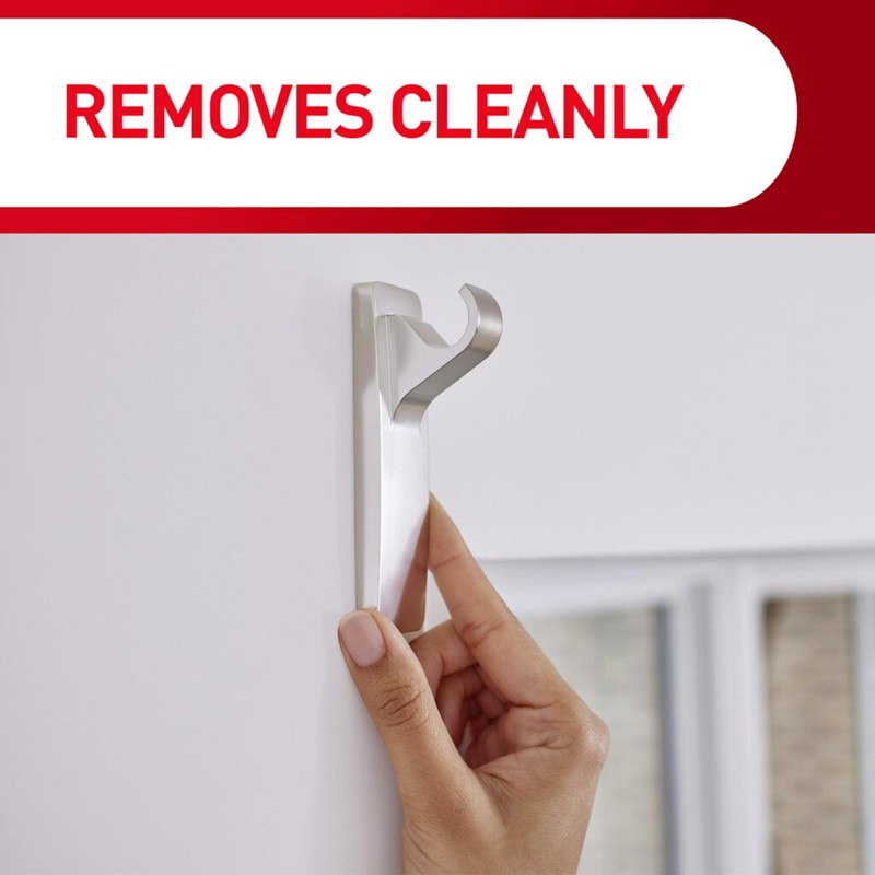 Command 10 lb Satin Nickel Curtain Rod Hooks, 2 Hangers