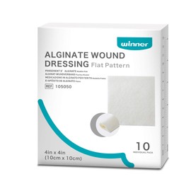 Winner Medical Calcium Alginate Wound Dressing Pads 4'' x 4'', Sterile (Box of 20) Antimicrobial, Non-Stick Padding, Highly Absorbent & Comfortable| Flexible & Gentle on The Skin, Faster Healing