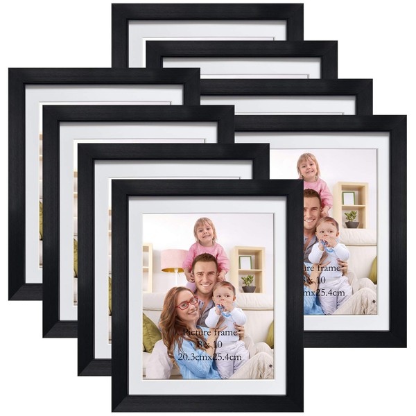 Giftgarden 8x10 Picture Frame Black Set of 8, 9x12 Frames Matted to Display 8 x 10' Photo with Mat for Wall or Tabletop