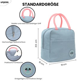 unycos - 7L Kühltasche, Lunch Bag, Thermotasche mit Folienfutter, Lunchtasche Isoliert, Regenjacke, Leichte, Einfache Reinigung, Lunchbox Tragbar, Tasche Arbeit Reisen Büro Picknick (Hellgrau)
