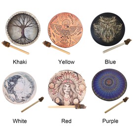 Msiud Shaman Drum, Imitation Sheepskin Vintage Round Instrument Drum Frame Drum Bodhran Drum Djembe Large Shaman Shaman Handmade Music Sound Decoration Shaman Handmade