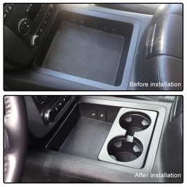 CROSSDESIGN Dual Cup Holder Insert Compatible with Chevy Silverado Avalanche Suburban Sierra Yukon Escalade 2007-2014 Drink Holder