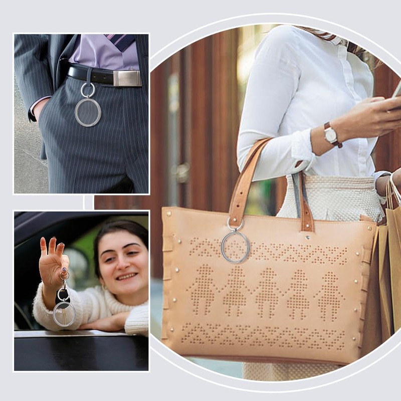 PLIGREAT 2 Pcs AA Coin Holder Keychain, Stainless Steel Coin