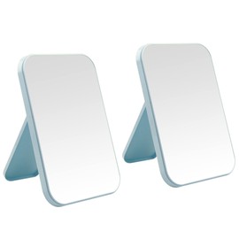 Nutair 2Pcs Desktop Makeup Mirror, 8-Inch Portable Princess Mirror,Table Desk Wall Hanging Dual-Purpose Square Mirror Khaki