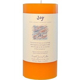 6" x 3" Crystal Journey Herbal Magic Reiki Charged Pillar Candle, Joy