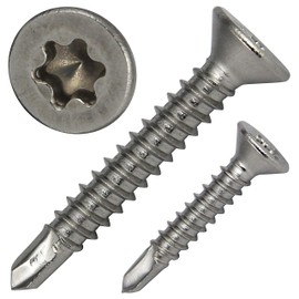 PROTECH Pack of 200 Drilling Screws 4.8 x 38 mm DIN 7504 Stainless Steel A2 V2A Rustproof Form O Torx Countersunk Screws Tapping Screws