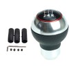 Universal Gear Knob Round Chrome Look Red Ring - Black