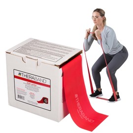 THERABAND - Banda de resistencia de 50 yardas, color rojo medio, bandas elásticas profesionales sin látex, para ejercicio superior e inferior del cuerpo, terapia física, pilates, y rehabilitación,