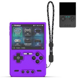 FIOPAZ Silicone Case for Trimui Brick Retro Handheld Game Console, Soft Skin Cover for Trimui Brick Accessories, Anti-Scratch Washable TrimuiBrick with Lanyard (Purple)