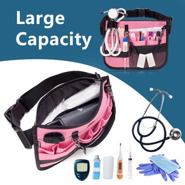 Damero Nurse Pack with Tape Holder Belt Bag for Nurses Medical Belt Tool Bag Pink