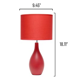 HomeStock Coastal Charm Ceramic Hourglass Table Lamp, Red
