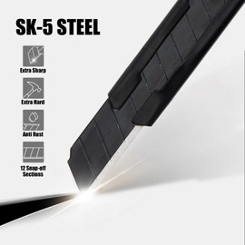 Metal Box Cutter Body, with Safety Lock (Black White)