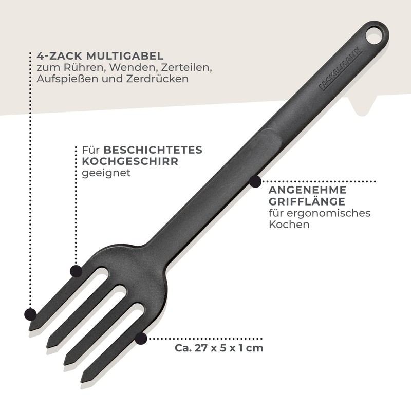 Fackelmann Statement Plastic Cooking Fork - Kitchen Fork with Ergonomic
