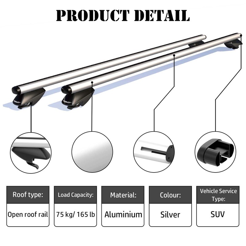 COWVIE 47 Inch Aluminum Roof Rack Cross Bars for Raised