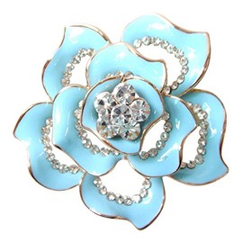 Navachi 18k Gold Plated White Crystal Blue Enamel Flower Az8007b Brooch Pins