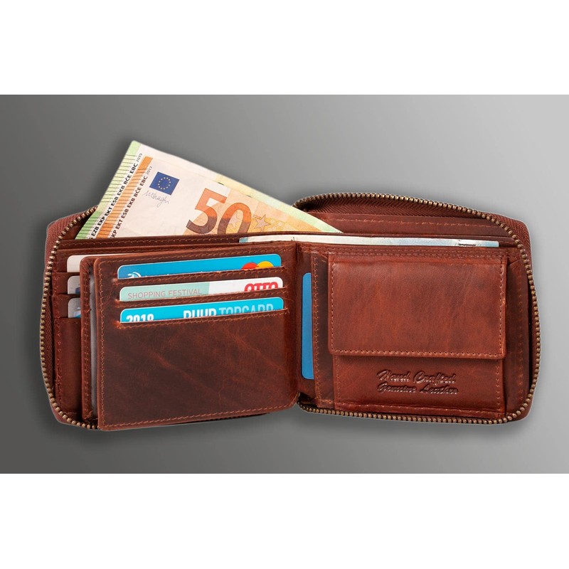 Matador Wallet 6404/A YKK Zip Landscape Format, brown, Vintage
