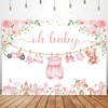 Sensfun Cute Clothes Baby Shower Backdrop Oh Baby Girl Pink